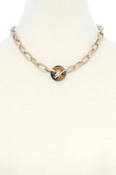 Acetate Ring Oval Link Toggle Clasp Necklace