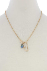 Oval Shape Rhinestone Charm Necklace