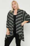 Plus size striped kimono cardigan for women, stylish open front top with black jeans