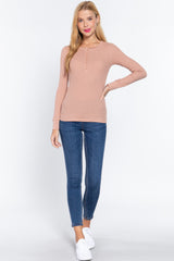 Long Slv Henley Thermal Top