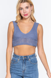 Textured Crop Sweater Tank Top