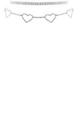 Rhinestone 5 Heart Choker Necklace