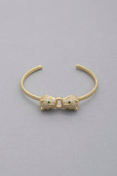 Double Leopard Head Metal Bangle Bracelet