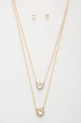 Double Crystal Metal Layered Necklace