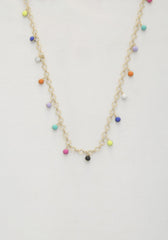 Beaded Circle Link Metal Necklace