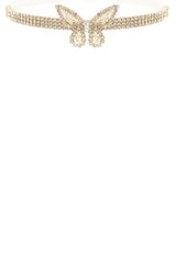 Cubic Zirconia Butterfly Charm Choker Necklace