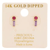 14k Gold Dipped Cz Stone Stud Earring