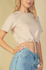 French Terry Toggle Drawstring Crop Top