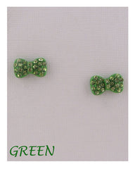 Bow earrings w/decorative rhinestones