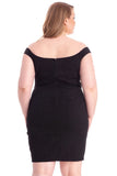 Black off-shoulder plus size dress with zipper back
