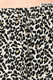 Plus size leopard print pants with drawstring waist in taupe