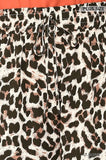 Plus size leopard print pants with drawstring waist in light mauve