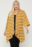 Plus size striped mustard cardigan for women, stylish and cozy outerwear