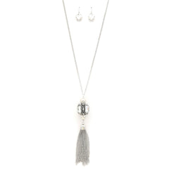 Cube Rhinestone Chain Tassel Necklace