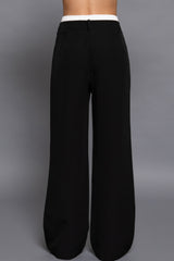 Contrast Waist Boxer Straight Long Pants
